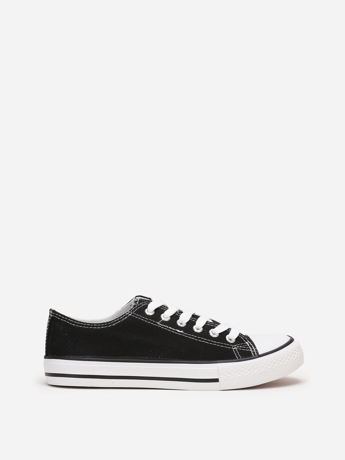 Tennis basses en toile grandes tailles- Noir