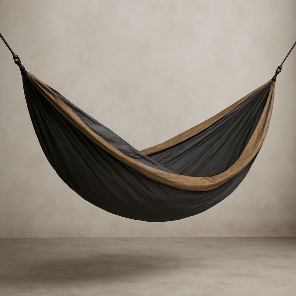 Camping Hängematte Dunkelgrau/Braun Nylon 270x140 cm