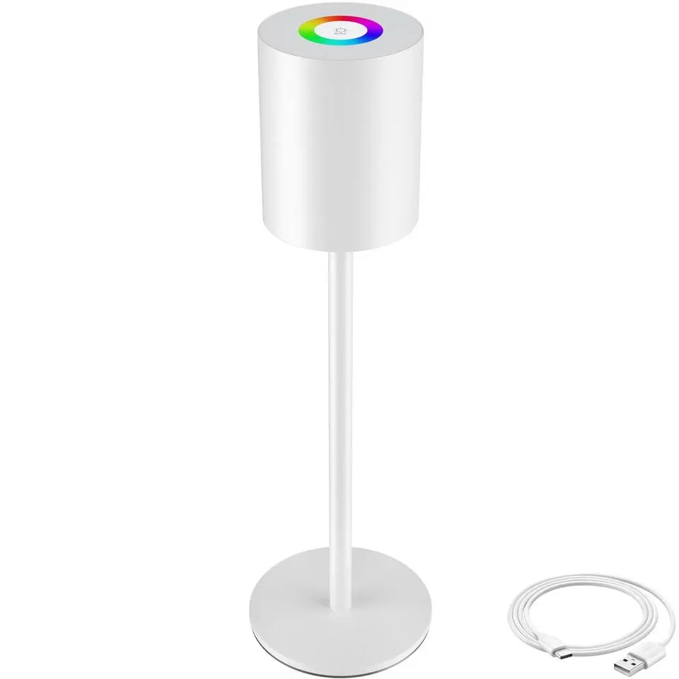 tectake Moderne tafellamp Corly, LED, 7 lichtkleuren, dimbaar, Wit