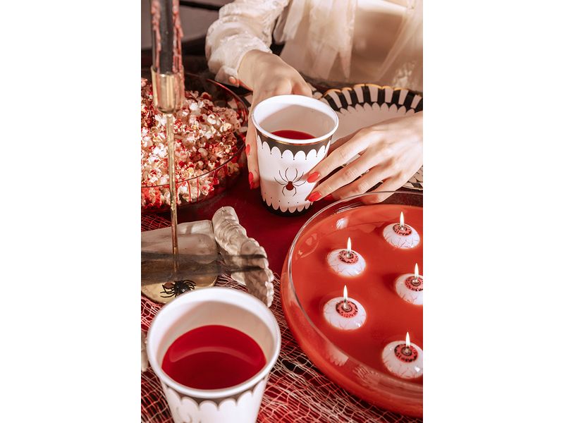 Partydeco Einweggeschirr Becher Spinnen 400 ml, 6 Stück Geschirr und Tischdekoration für die Halloweenparty