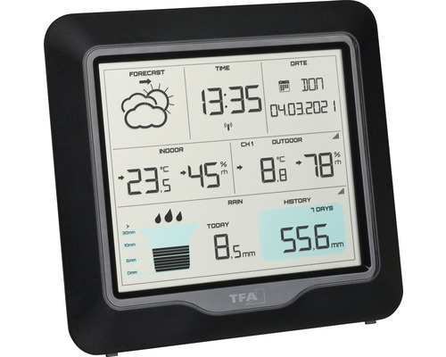 RAIN PRO TFA draadloos weerstation, zwart