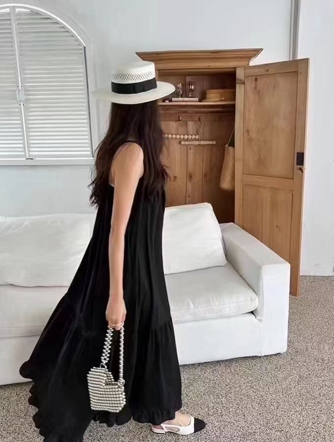 Rred - Mouwloze effen maxi-zonnejurk