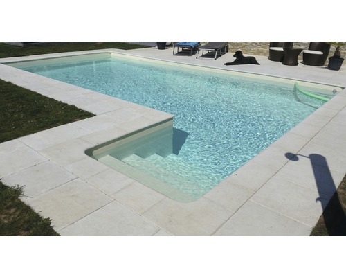 Zwembadrand, Bergerac binnenhoek voor 15 cm radius, Champagne, 49,5/49,5 x 31 x 3,2 cm
