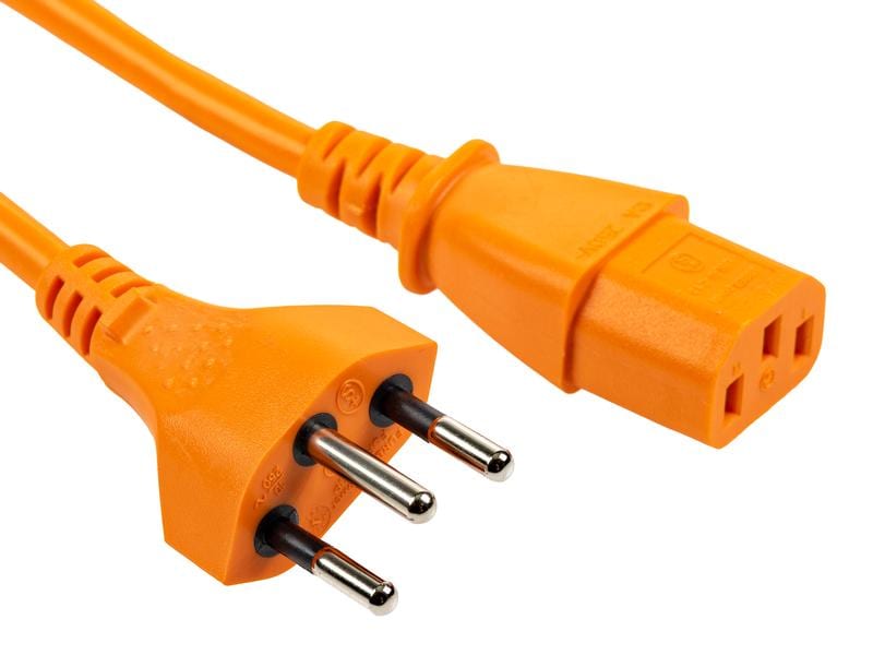FURBER.power Netzkabel C13-T12 1.0 m Orange Kaltgerätekabel H05 VV-F 3G0.75