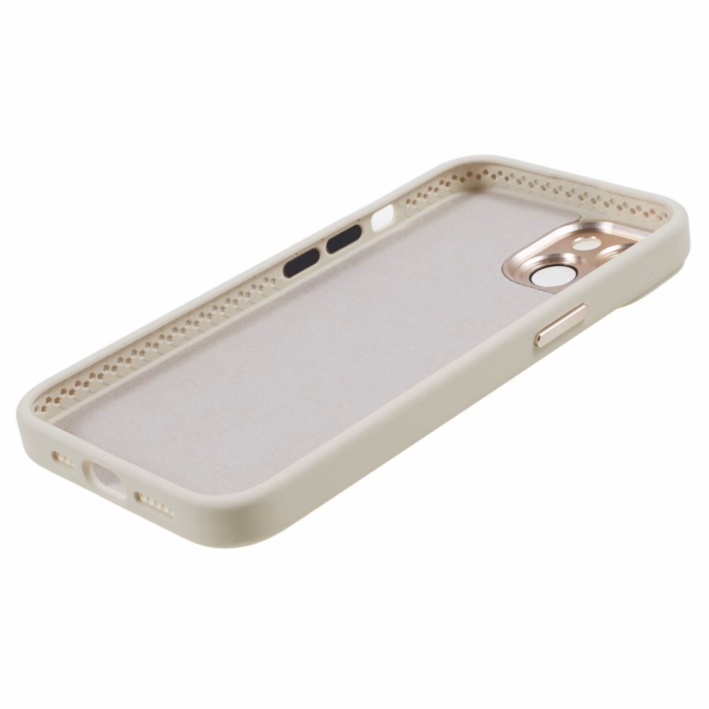 iPhone 15 Silikon Hardcase Hülle mit Alu Kamerarahmen - Weiss