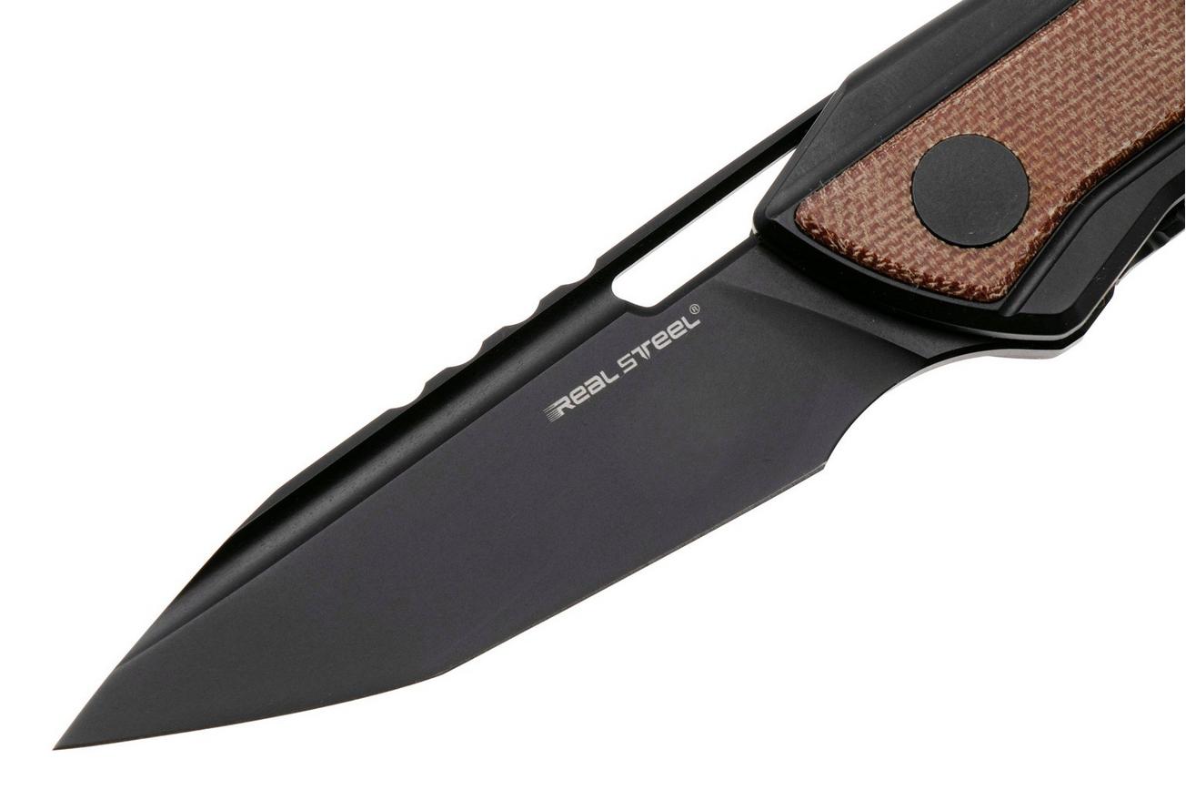 Real Steel Bullet 5221NM PVD S35VN, Black Titanium Brown Micarta Inlay, zakmes