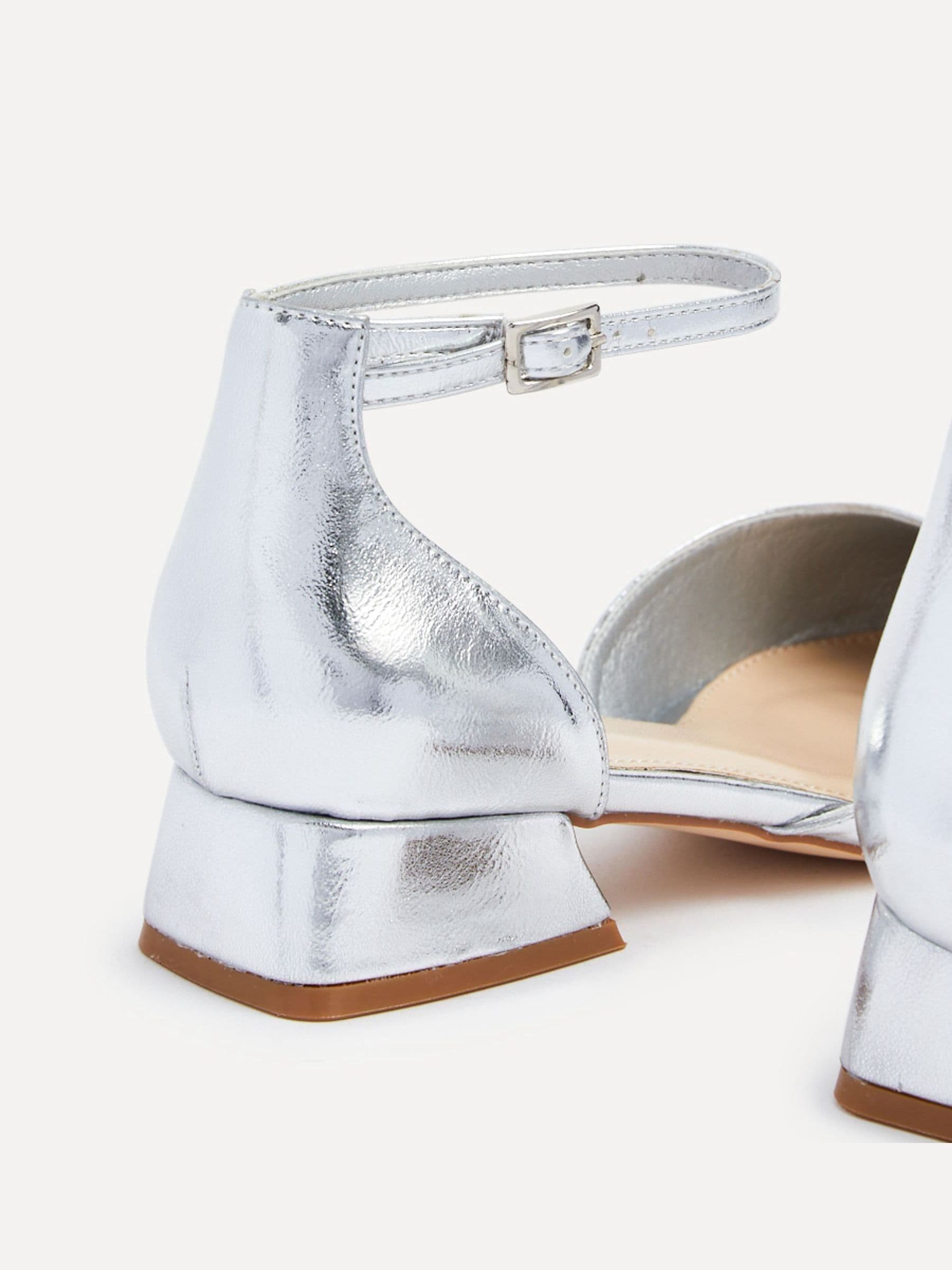 Zilver - Linzi Dolly pumps met lage blokhak en wijde pasvorm