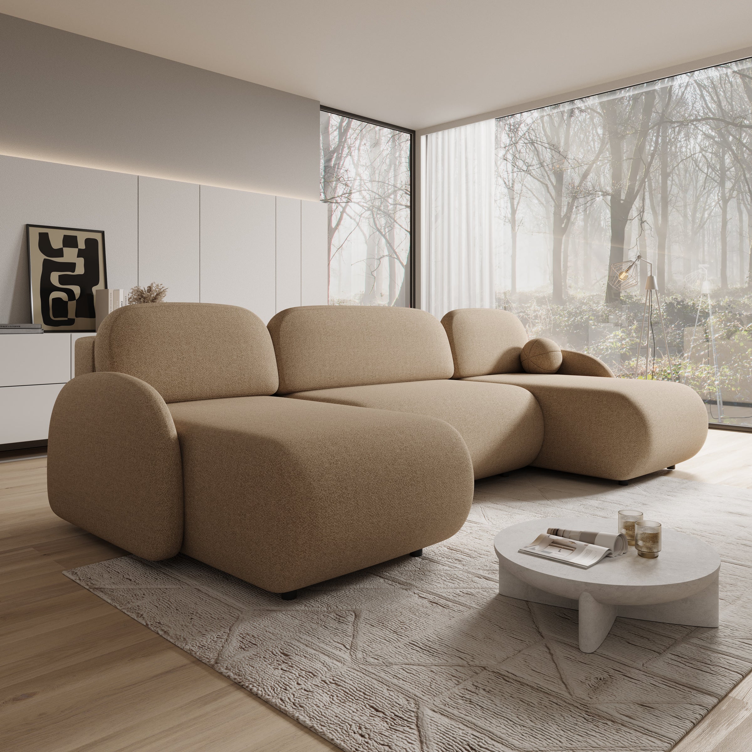 Dorado XL - Hoekbank 4-zits met chaise longue - Universeel - Stof beige