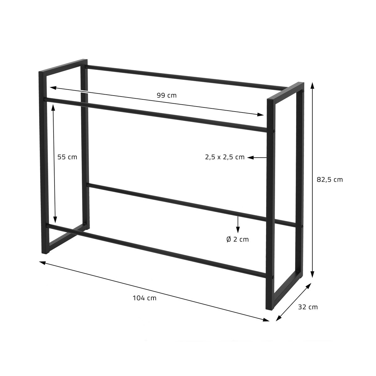 ML-Design Drankkrattenrek, 6-8 kratten, 104x32x82,5 cm, staal, vrijstaand, staand rek voor drankkratten, drankenrek, krattenrek, bierkrattenrek, drankkrattenstandaard, krattenstandaard