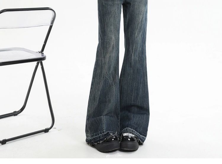 Ukiyo - High Waist Washed Flared Jeans