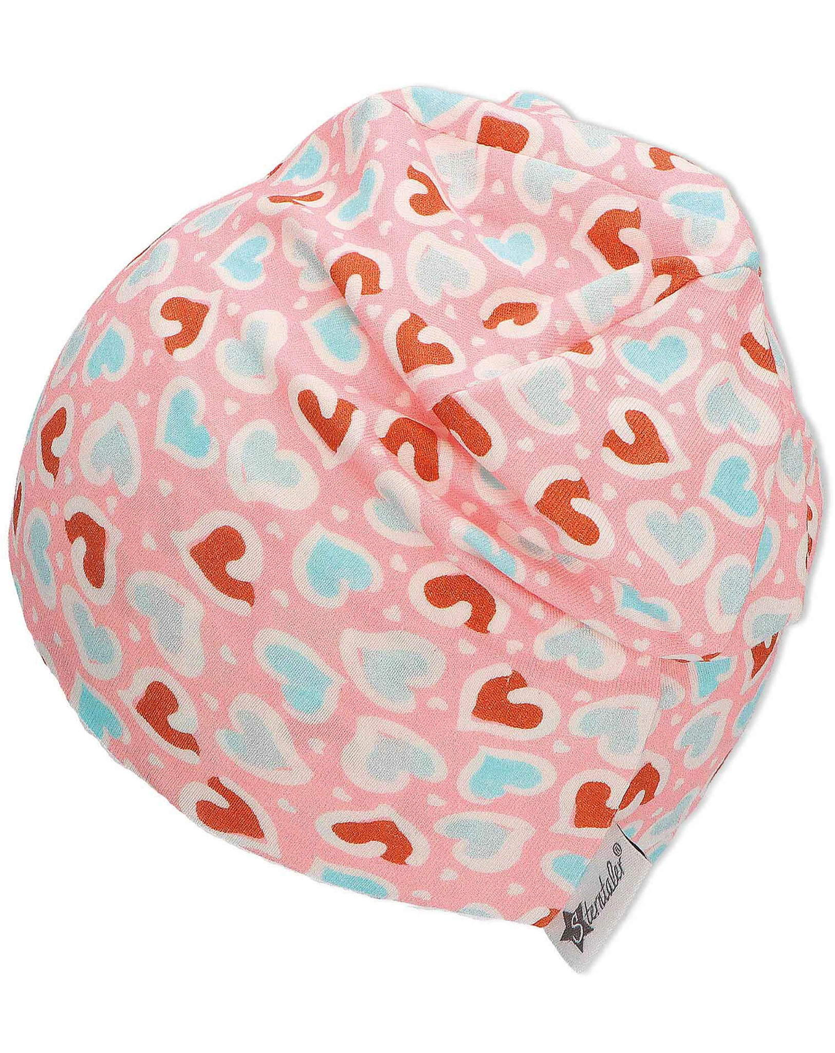 Beanie HEARTS AOP in rosa