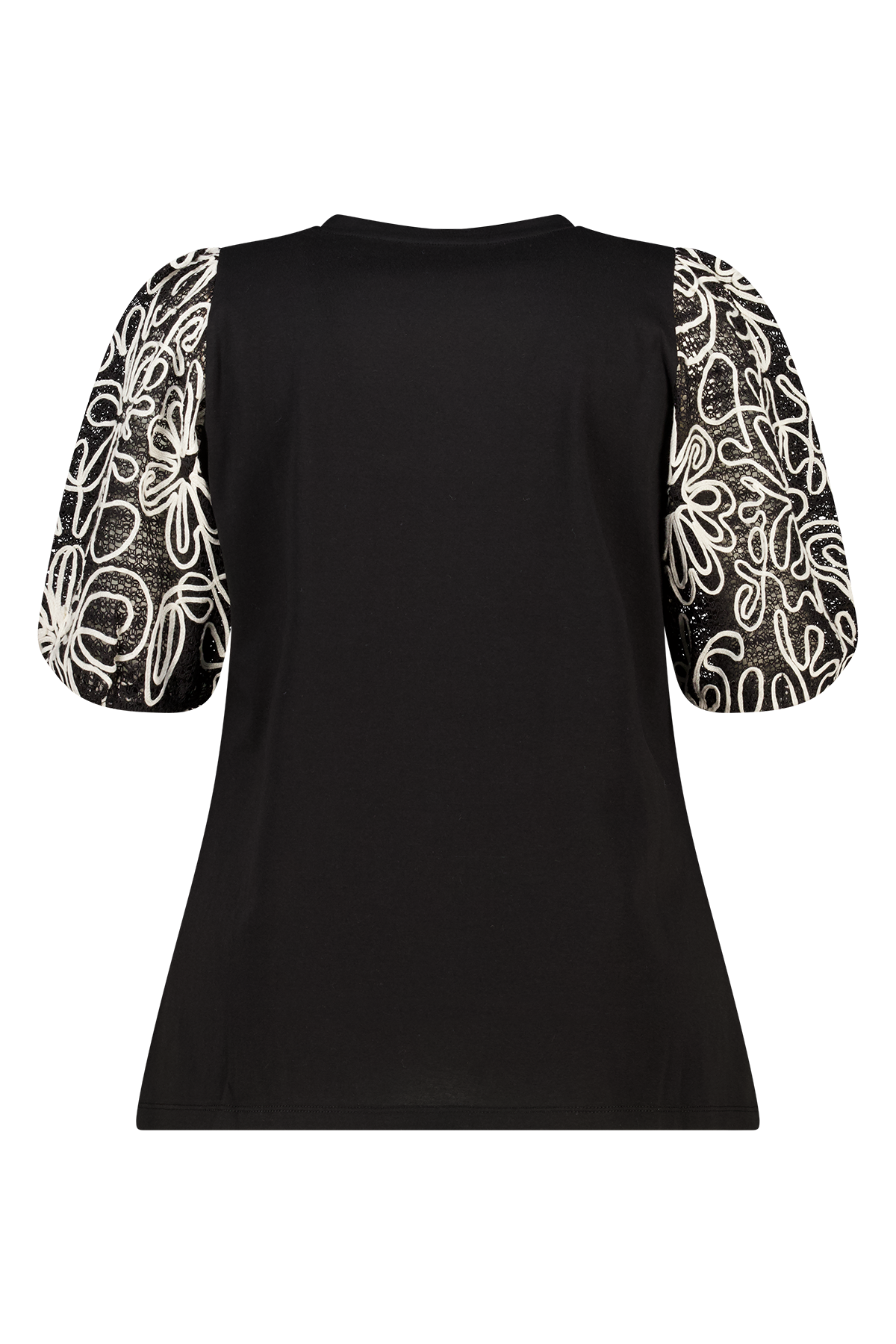 Top met broderie mouwen Zwart
