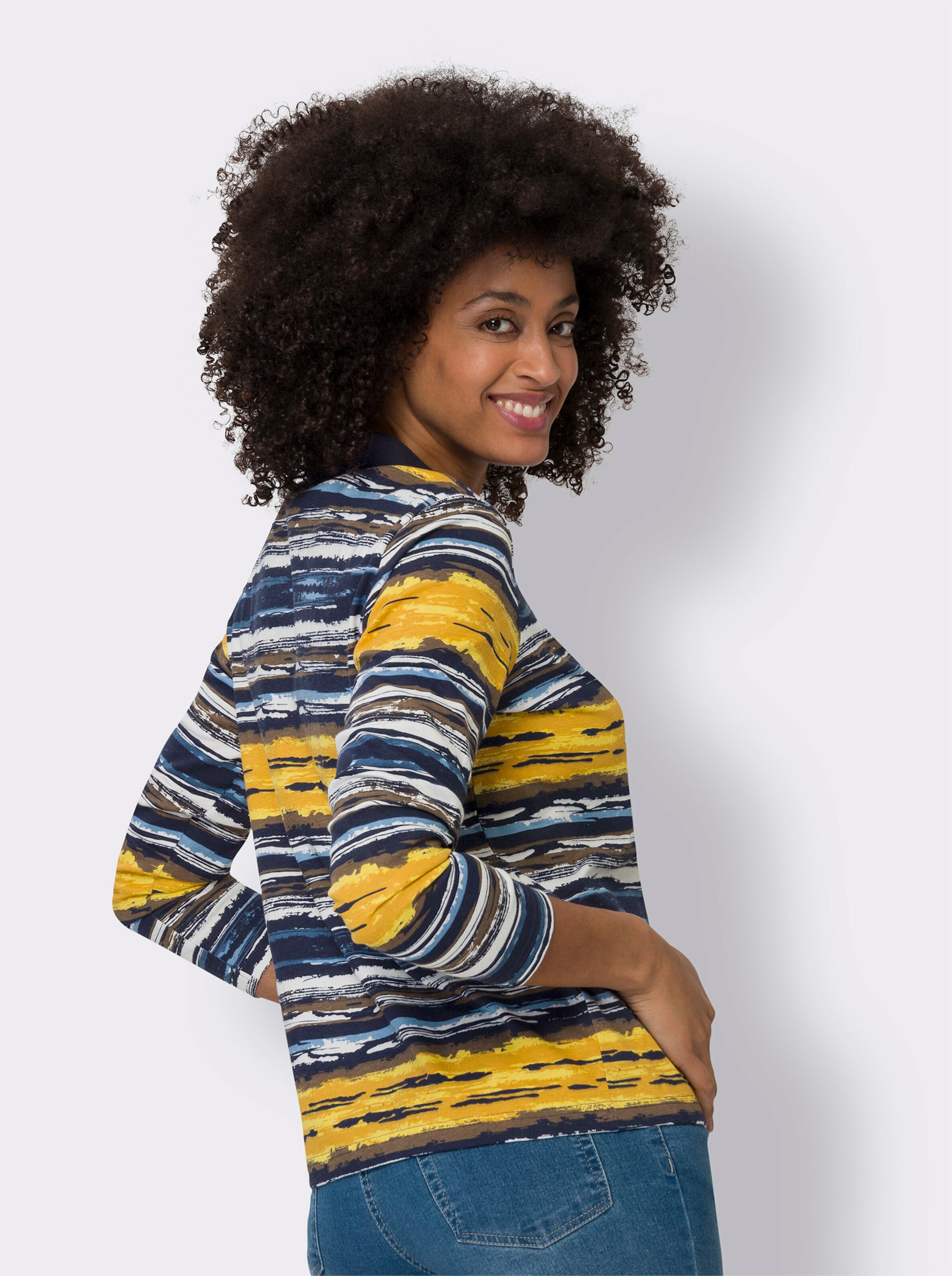 Poloshirt mit Streifen-Muster