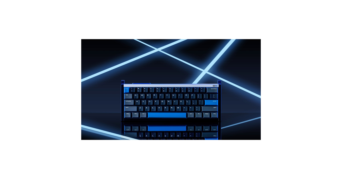 IqunixEZ60 Magnetic Switch Gaming HE Keyboard, gaming toetsenbord  (Zwart/blauw, US lay-out, US-International, Gateron Star Trail, 60%, RGB, Double Shot PBT Keycaps)