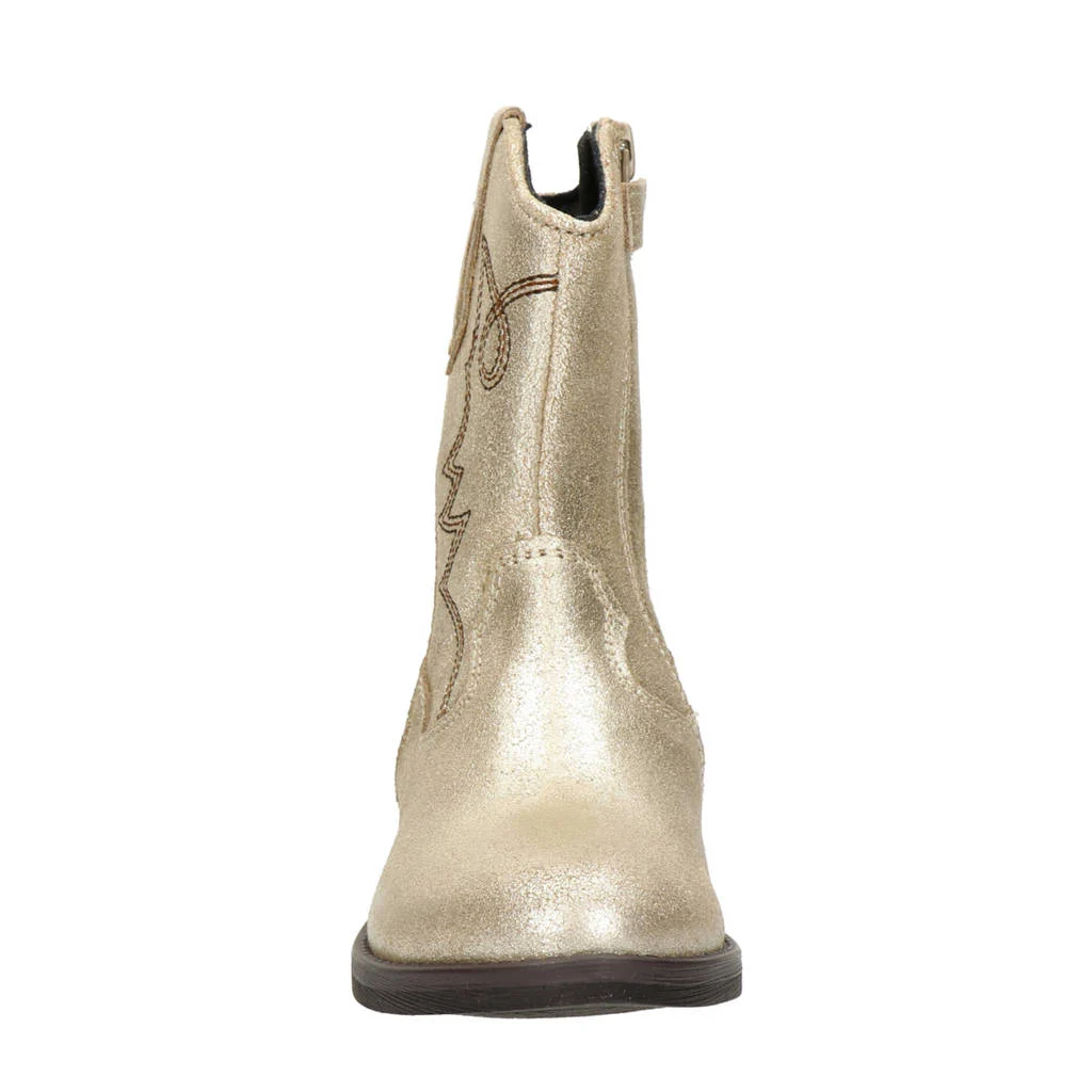 Nelson Kids leren cowboylaarzen goud metallic