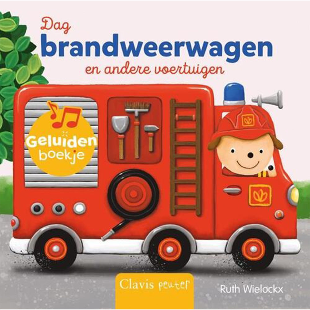 uitgeverij clavis geluidenboek dag brandweerwagen en andere voertuigen