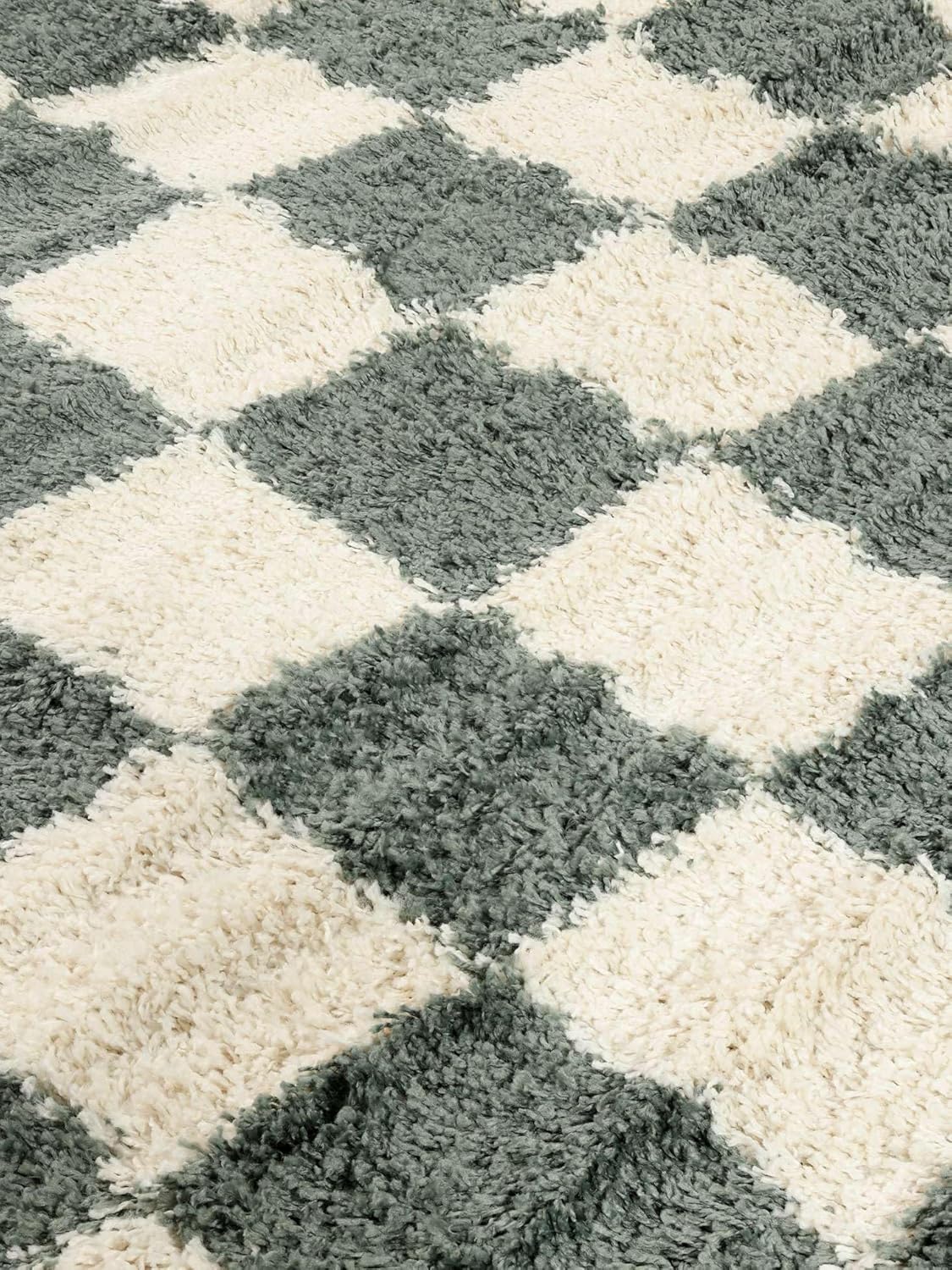 RugVista Chessie, Teppich, 300 x 200 cm, Rechteckig, Hoher Stapel, Wohnzimmer, Schlafzimmer, Nur chemische Reinigung, Oeko_tex_100, Grün/Off Weiß