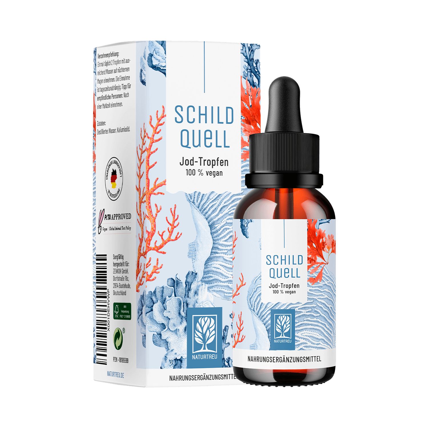 Jod Tropfen hochdosiert - alkoholfrei und vegan - Schildquell - NATURTREU®