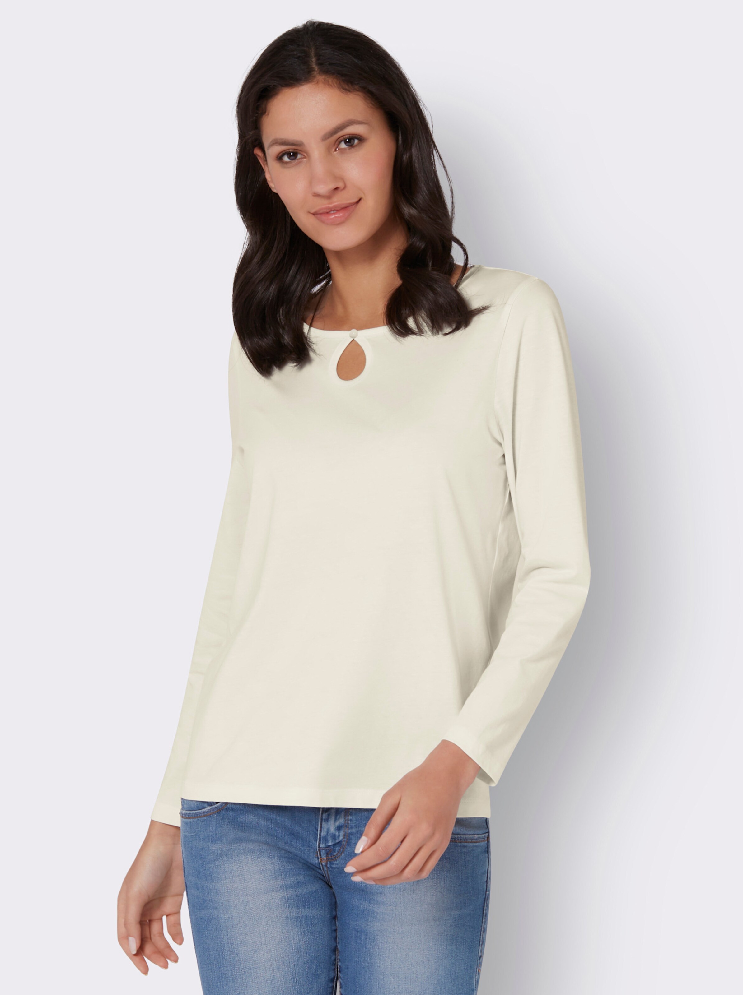 Langarmshirt mit Tropfen-Ausschnitt