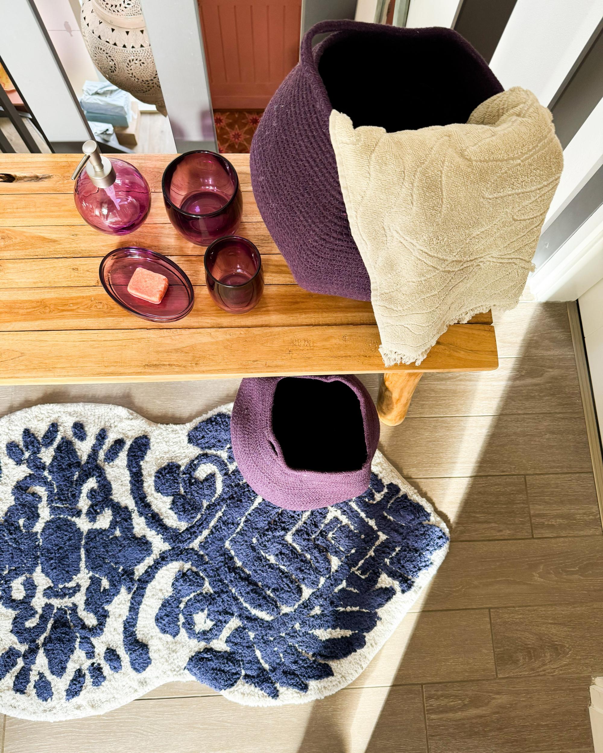 Badmat CANBAR Marineblauw 150 x 60 cm Katoen