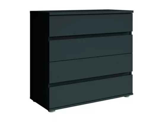 Ensemble chambre NOFI - Lit 180x200 cm avec sommier, 2 tiroirs, chevets, armoire et commode - gris graphite