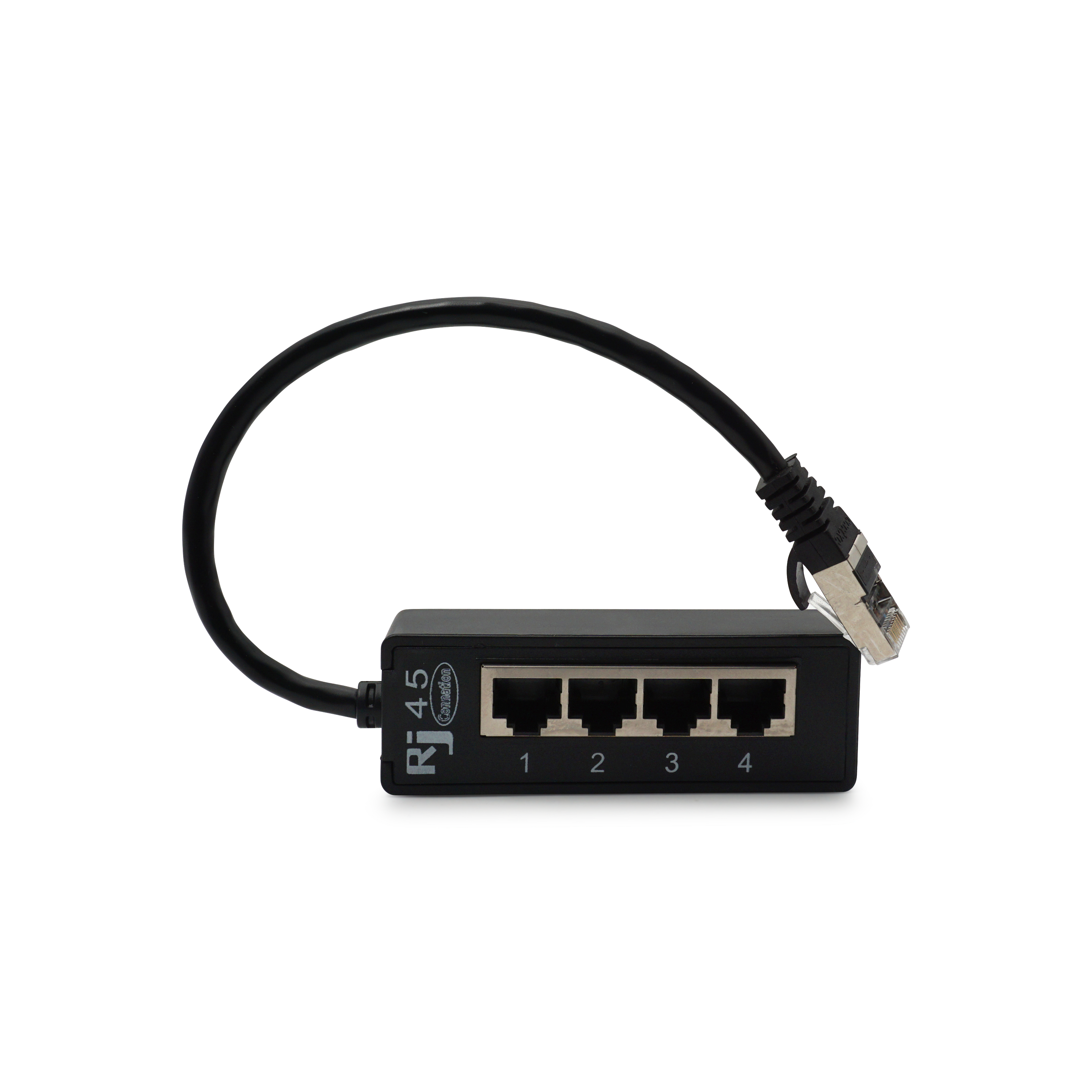 4-fach Ethernet LAN RJ45 Netzwerk Adapter Splitter Cat7 / Cat6 / Cat5 - Schwarz