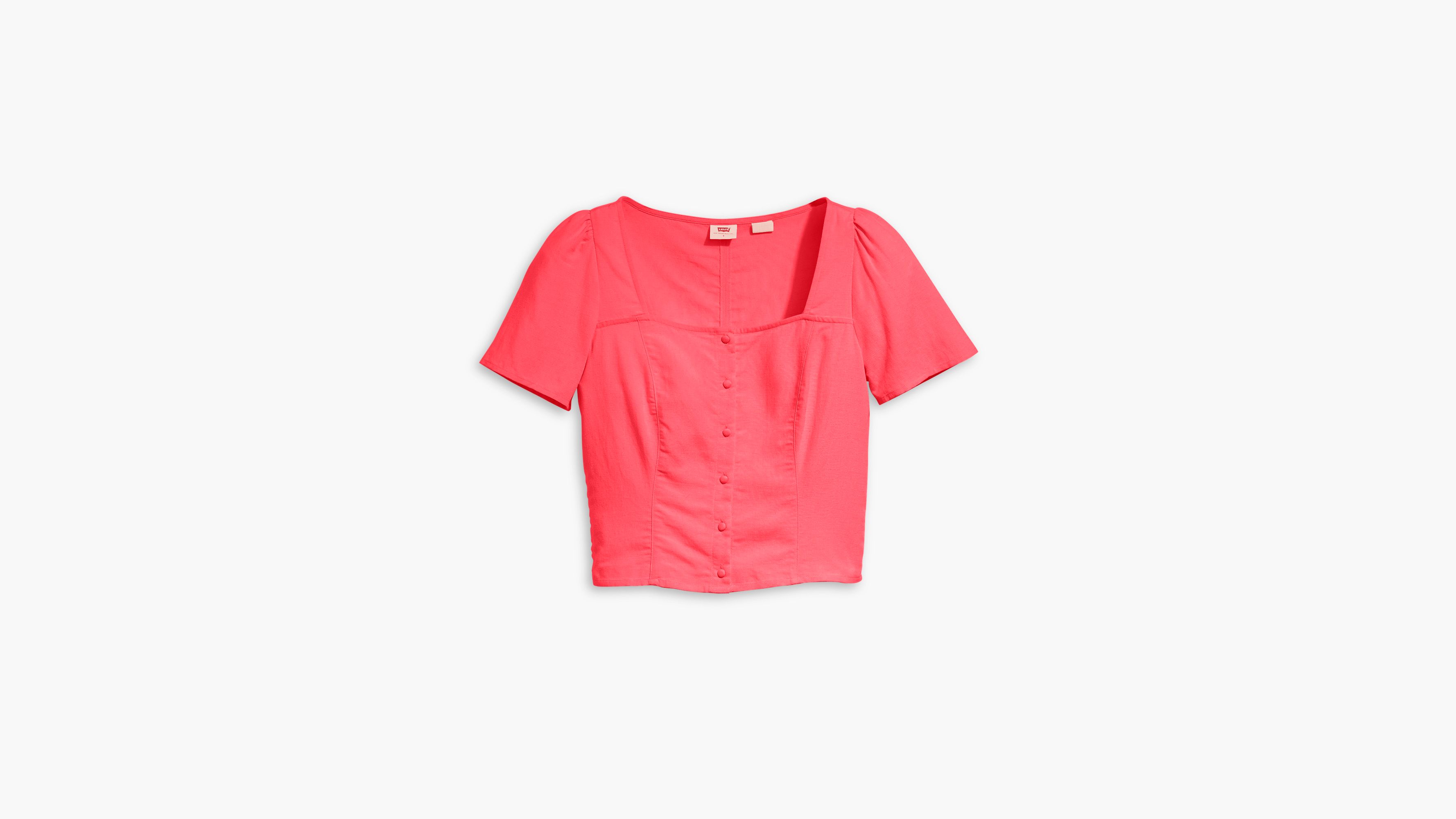 Blouse manches courtes Pascale - Coral Red Garment Dye - Rouge