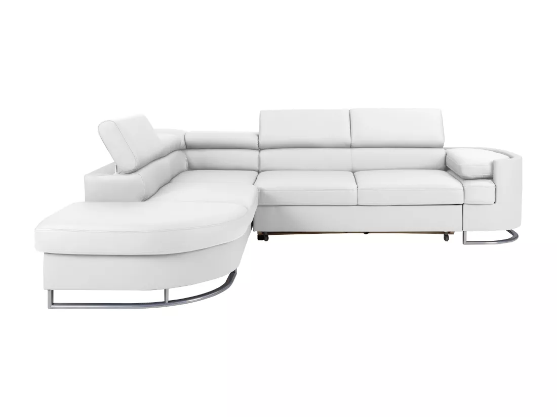 Canapé d'angle gauche convertible en simili blanc MYSEN II