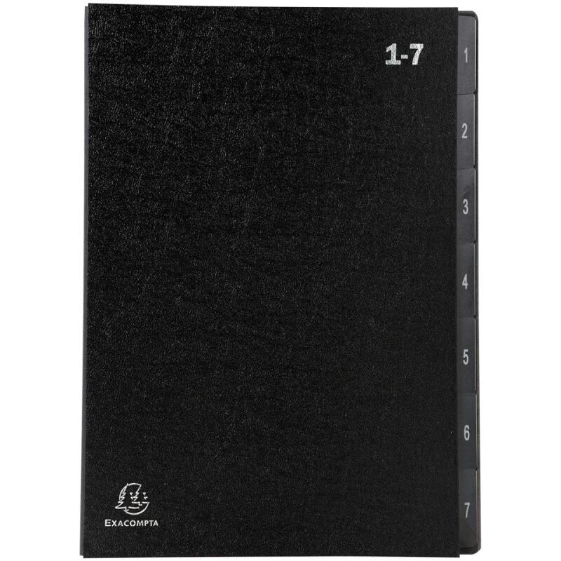 Trieur rigide Economique Ordonator 7 compartiments numériques - 24x34cm - Noir
