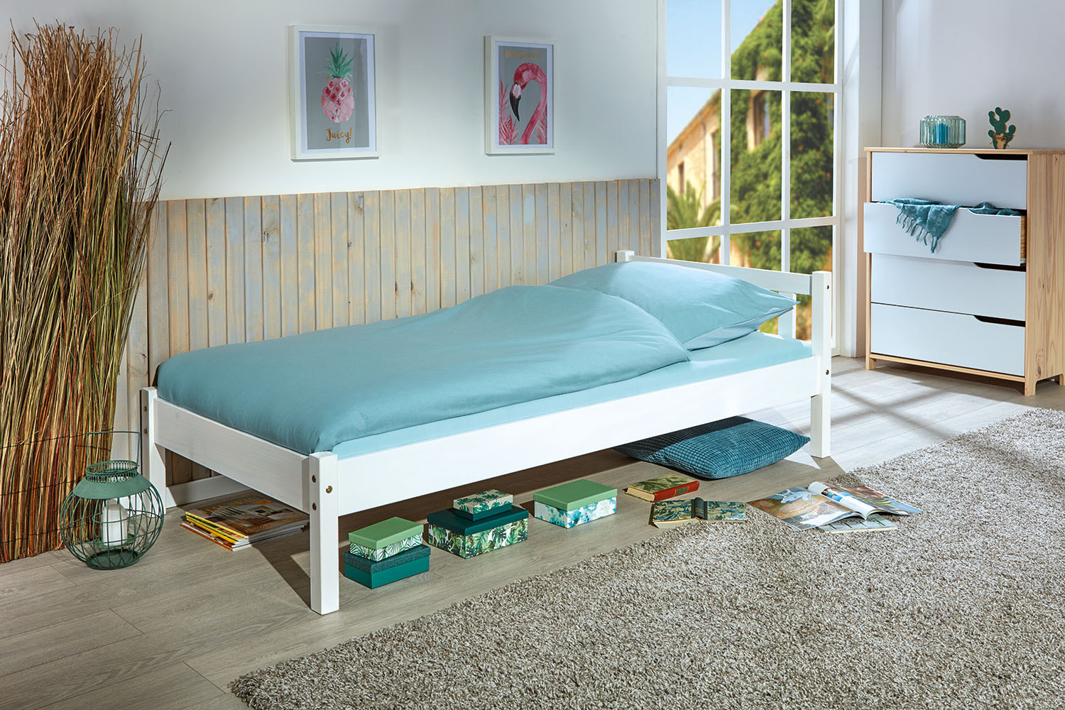 Bettgestell VILMAR - weiß - Massivholz - 90x200 cm
