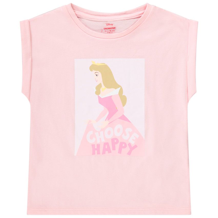 T-shirt manches courtes print Aurore Disney pour fille - Rose