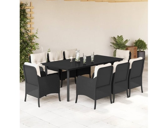 LES TENDANCES - Ensemble table et chaises de jardin-noir-8 places-451636