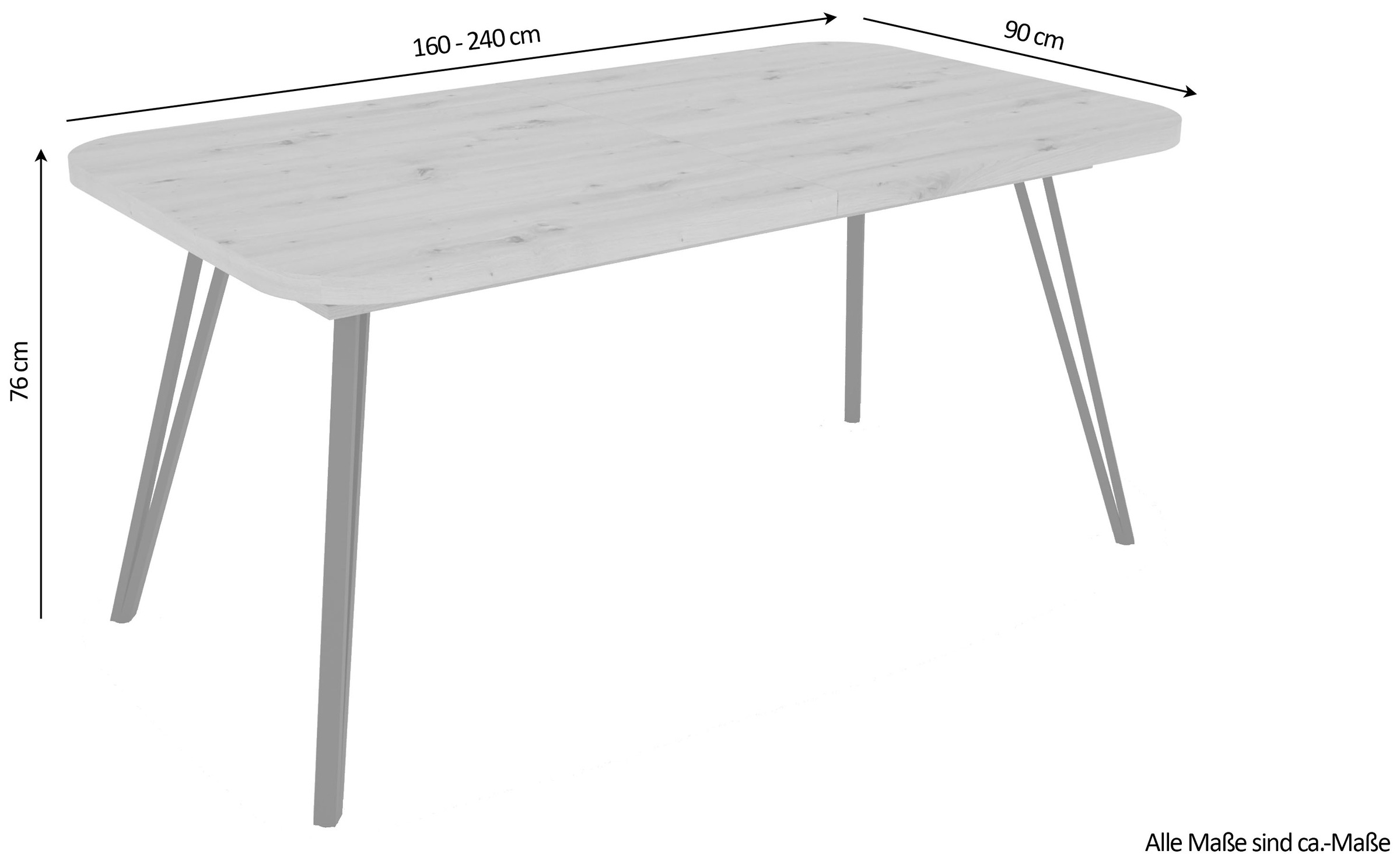 byLIVING Kulissentisch »Life« 1 Stk. tlg. mit Synchronauszug, ausziehbar von 160 auf 240 cm, Artisan Eiche