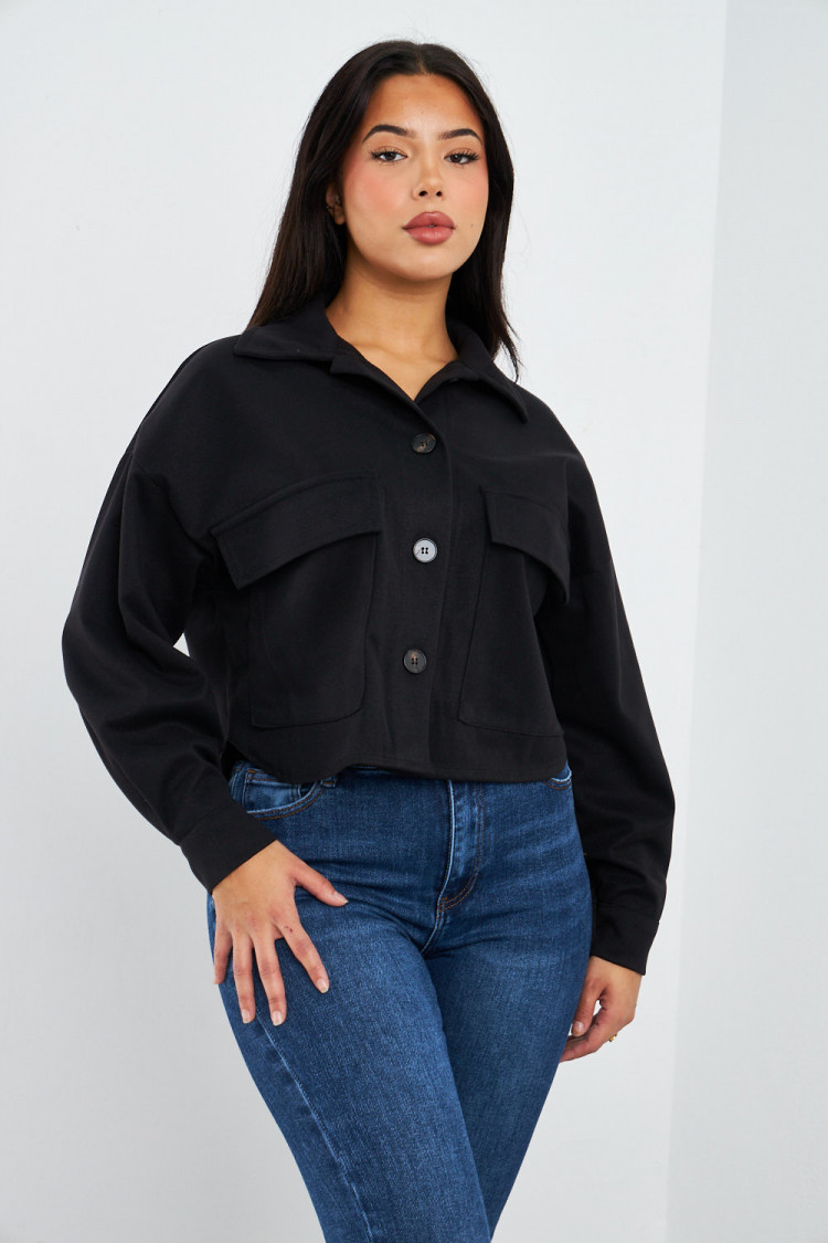 Veste courte noire en suédine