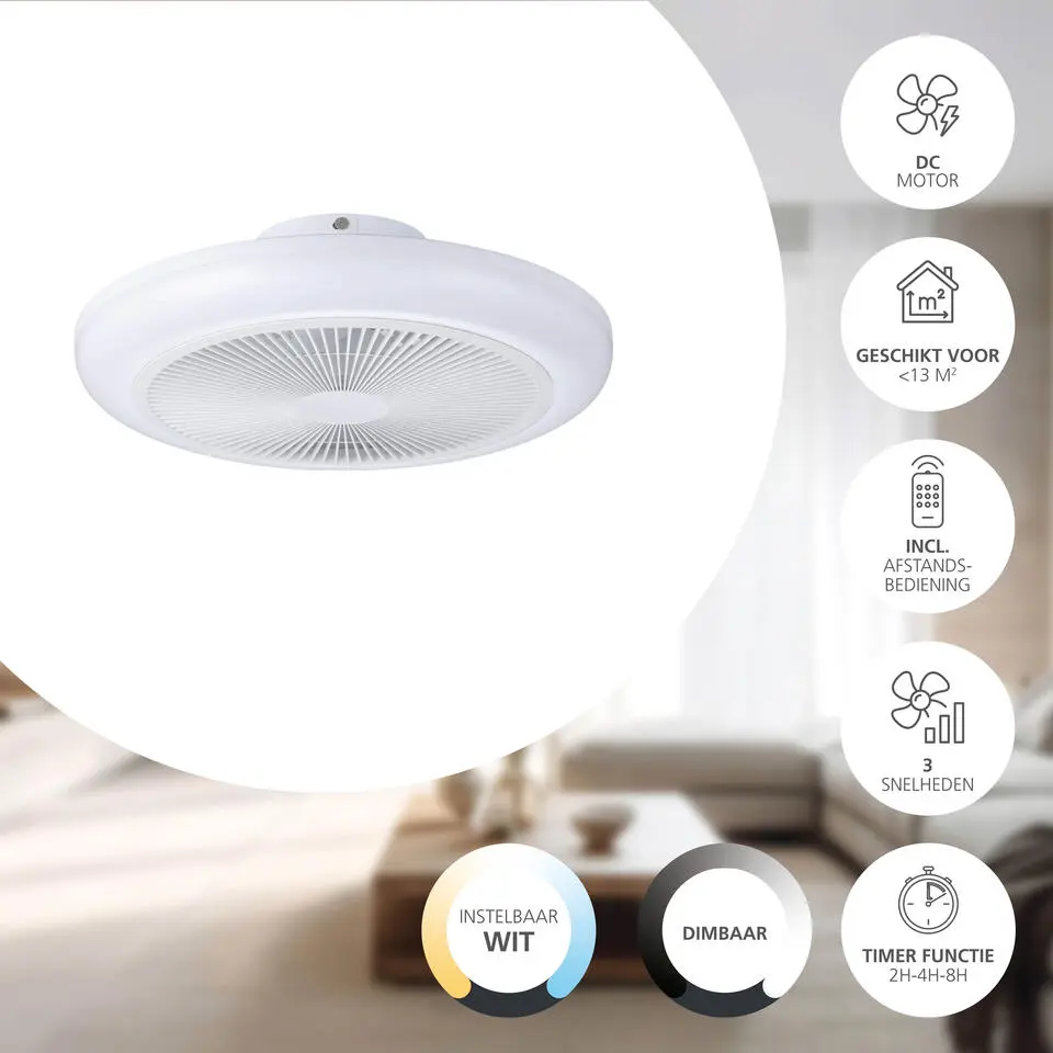 EGLO Sayulita 1 Plafondlamp met ventilator - 46 cm - Wit