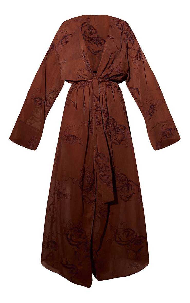 Chocolat Caftan Maxi À Appliqués Floraux