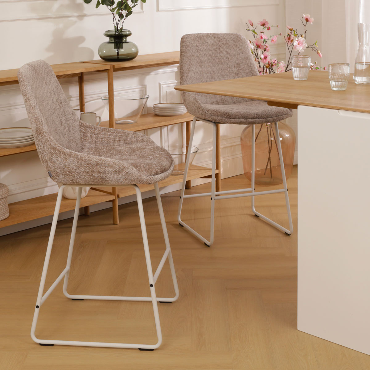 Barkruk Nino-Isa bruin - wit onderstel - 75 cm