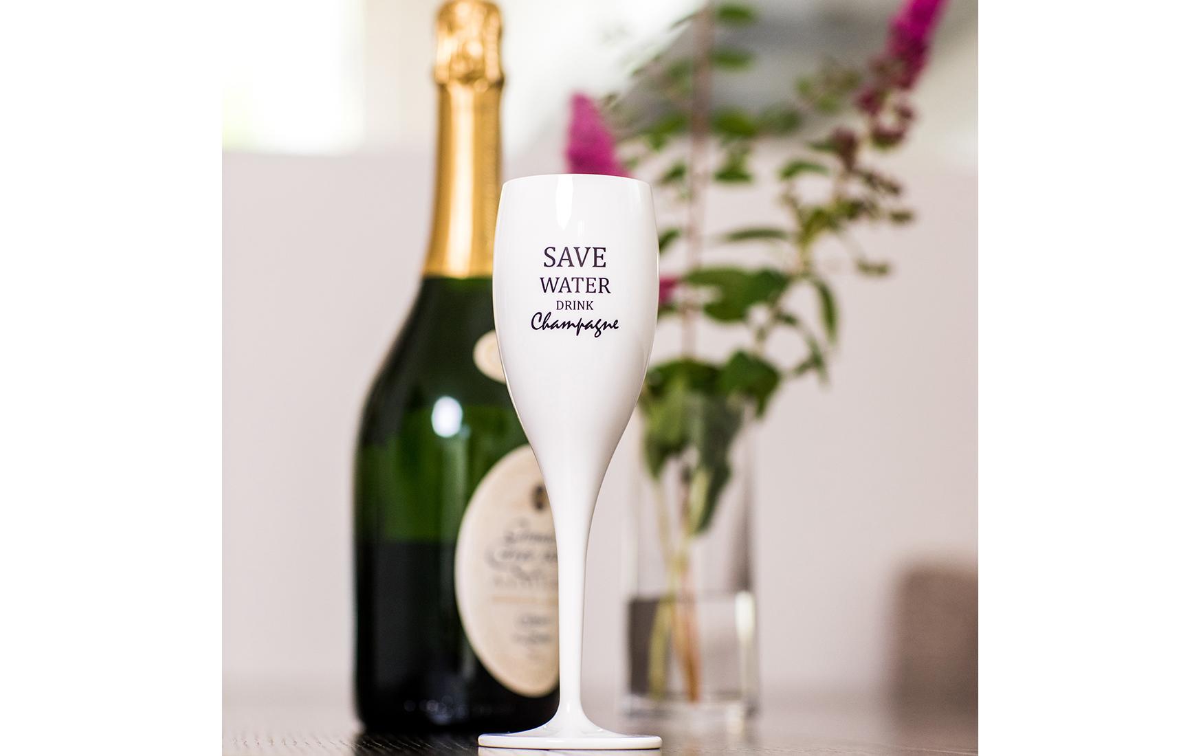 Sektglas Superglas Save water drink champagne 100 ml, 1 StkGlas geeignet für Champagner oder Schaumweine