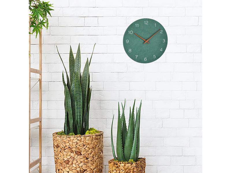 TFA Dostmann Wanduhr Analog mit Holz-Optik Ø 29.7 cm, Jade Analoge Wanduhr mit Zeigern aus Holz