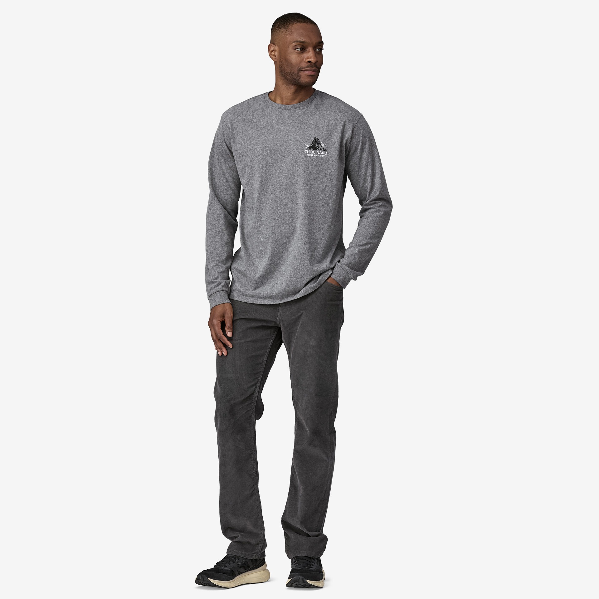 L/S Chouinard Crest Responsibili-Tee Herre Gravel Heather