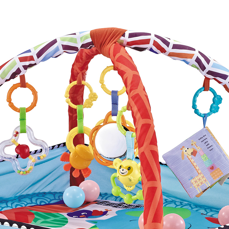 Baby Spielbogen Erlebnismatte Krabbel Decke inkl. Bunte Bälle - Blau