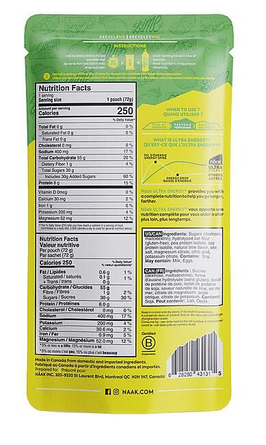 NAAK - BOISSON ULTRA ENERGY DRINK MIX CITRON VERT 72 G