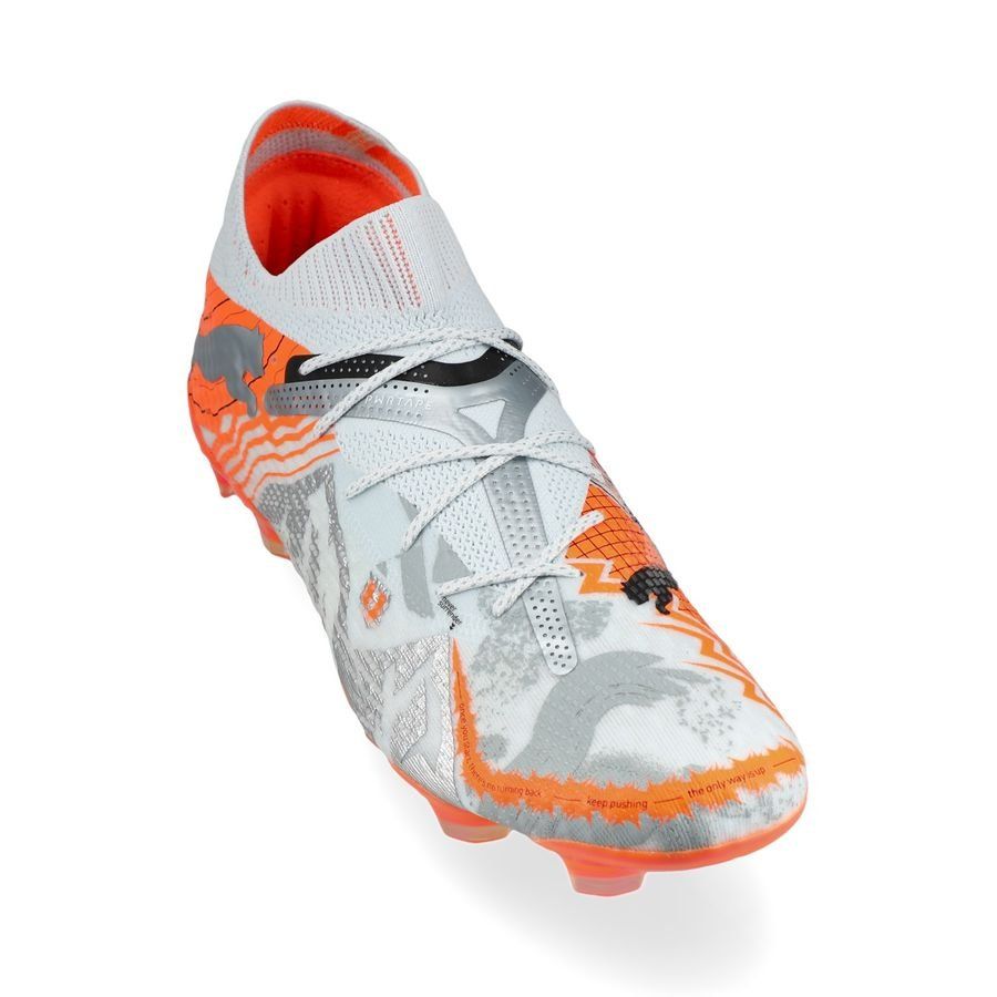 PUMA X Unisport Future 7 Ultimate FG/AG Conquer your Mountain - Blanc/Orange/Argenté ÉDITION LIMITÉE