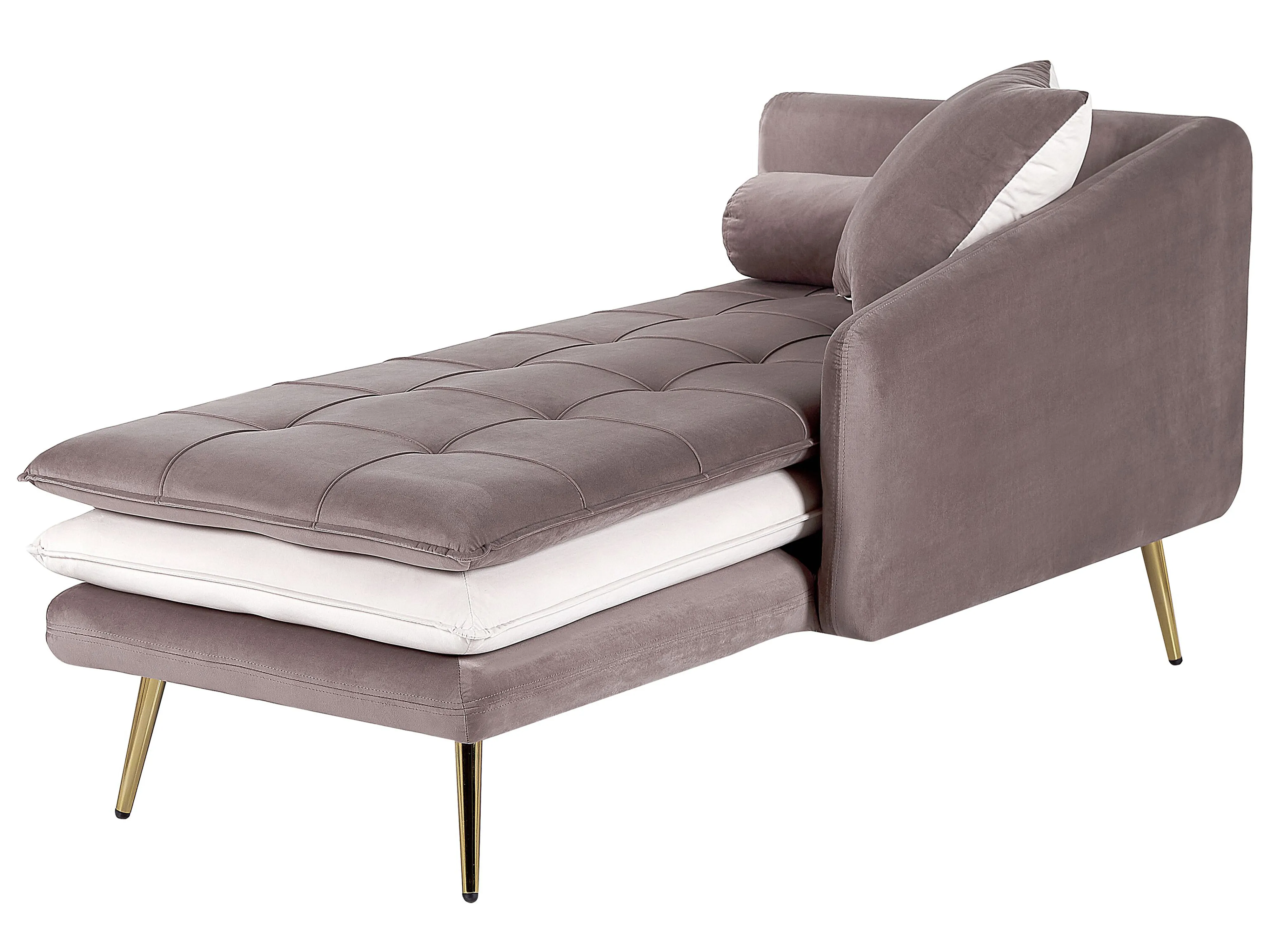 Linkszijdige chaise longue GONESSE Fluweel Lichtbruin
