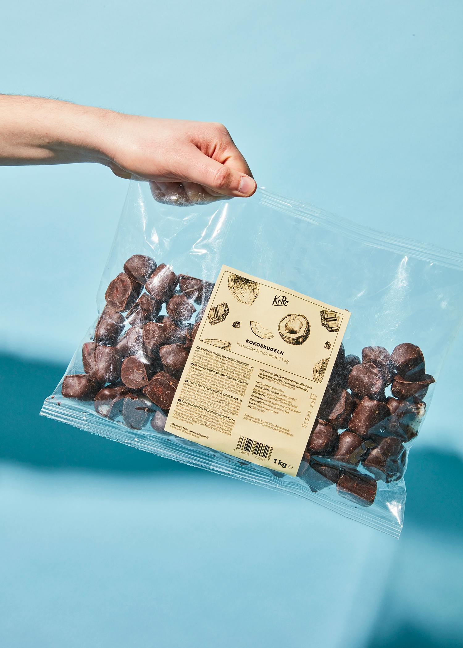 Kokoskugeln in dunkler Schokolade 1 kg