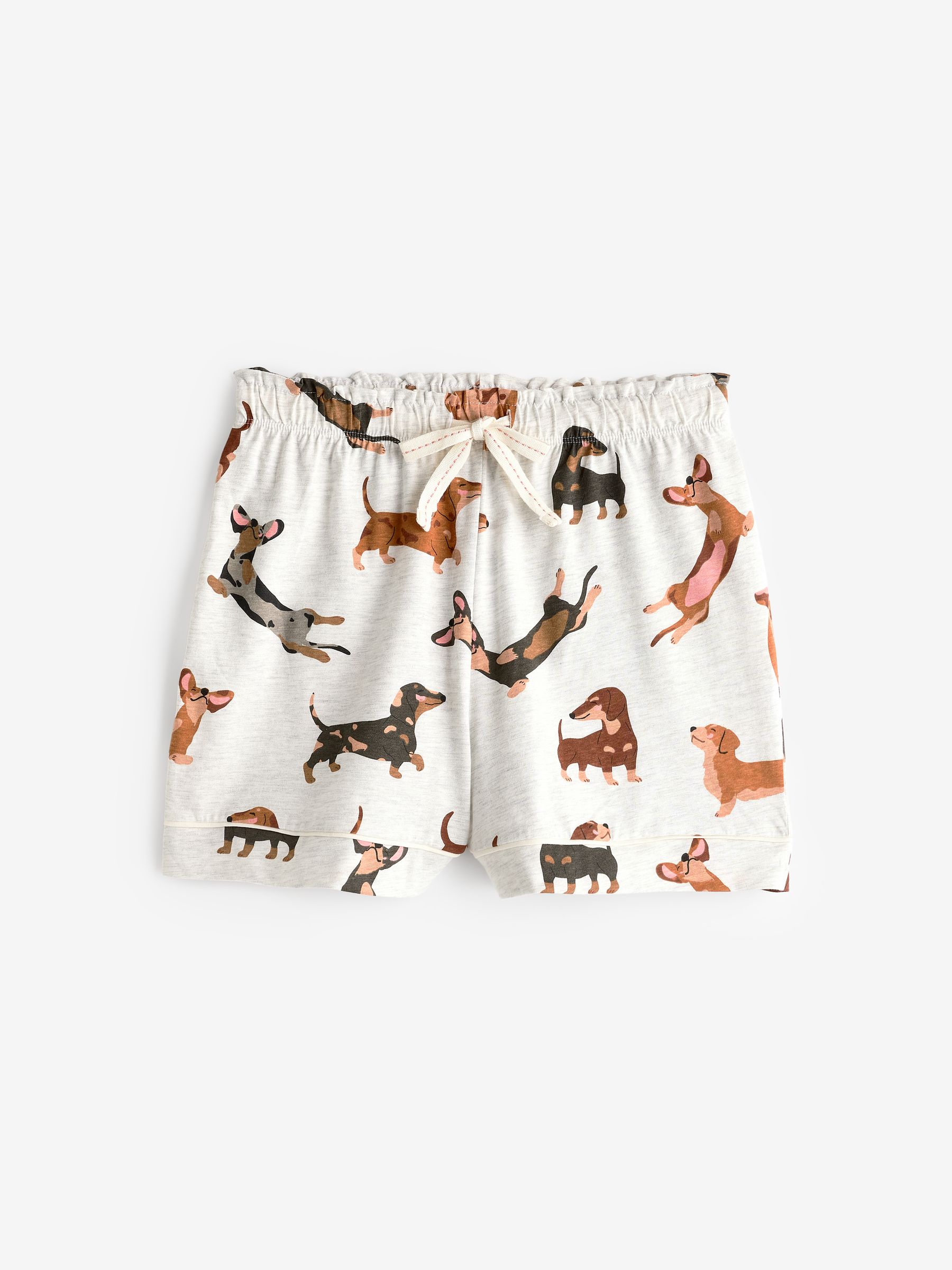 Ecru teckel - Set van 100% katoenen shortpyjama