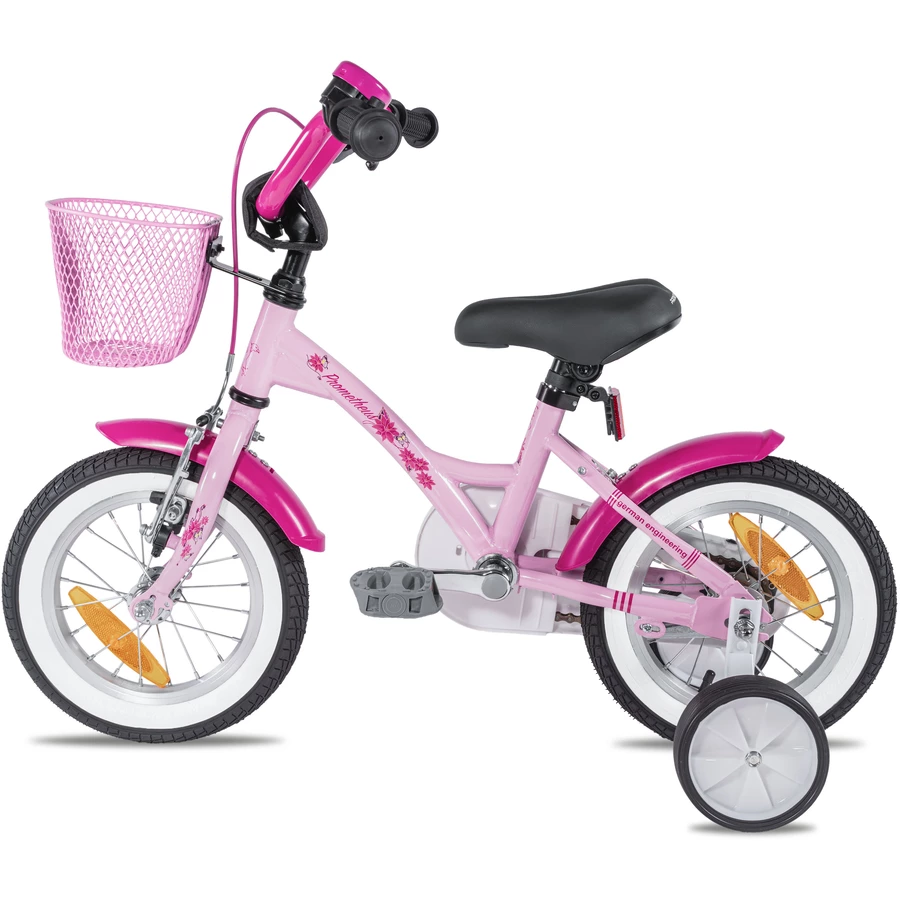 PROMETHEUS BICYCLES® PINK HAWK Kinderfahrrad 12'' ab 3 Jahre mit Stützräder in Rosa & Weiß