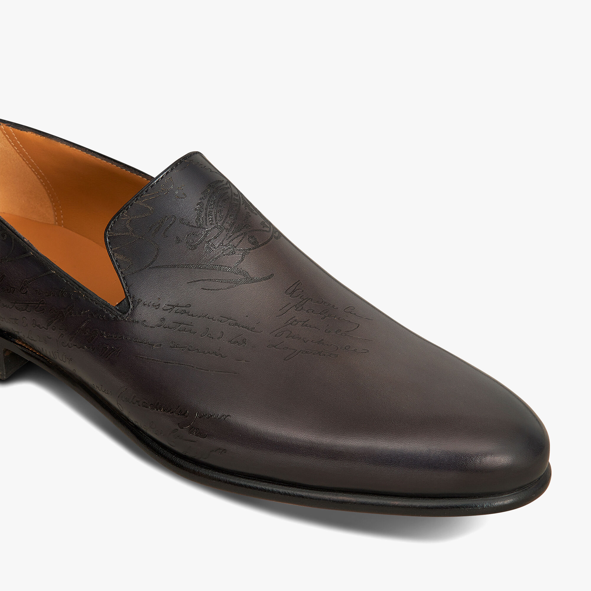 Mocassin Cursive Galet En Cuir Scritto
