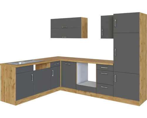Held Furniture hoekkeuken zonder apparatuur Sorrento 210 cm antraciet mat gedemonteerd omkeerbaar model 1016.6280