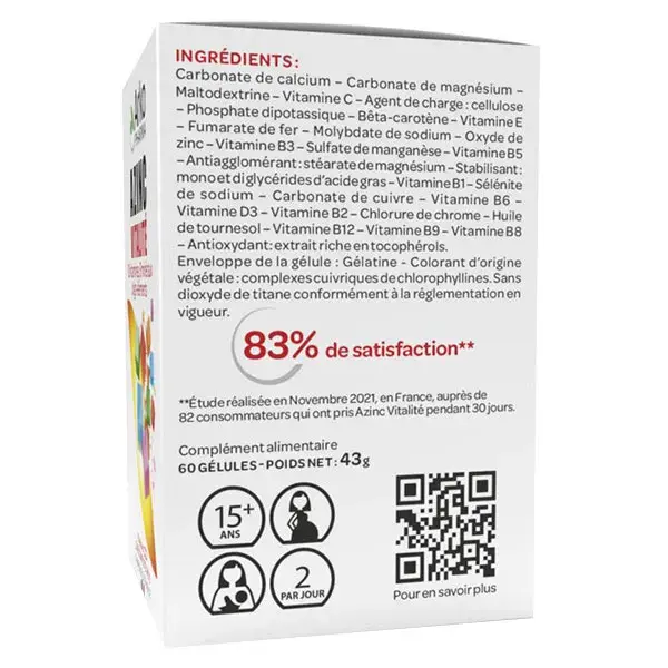 Arkopharma Azinc Vitaminas C e E Zinco para Vitalidade Adulta 60 cápsulas